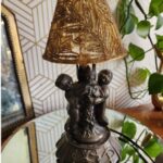 VINTAGE MEYDA TIFFANY BRONZE DOUBLE CHERUB ACCENT LAMP