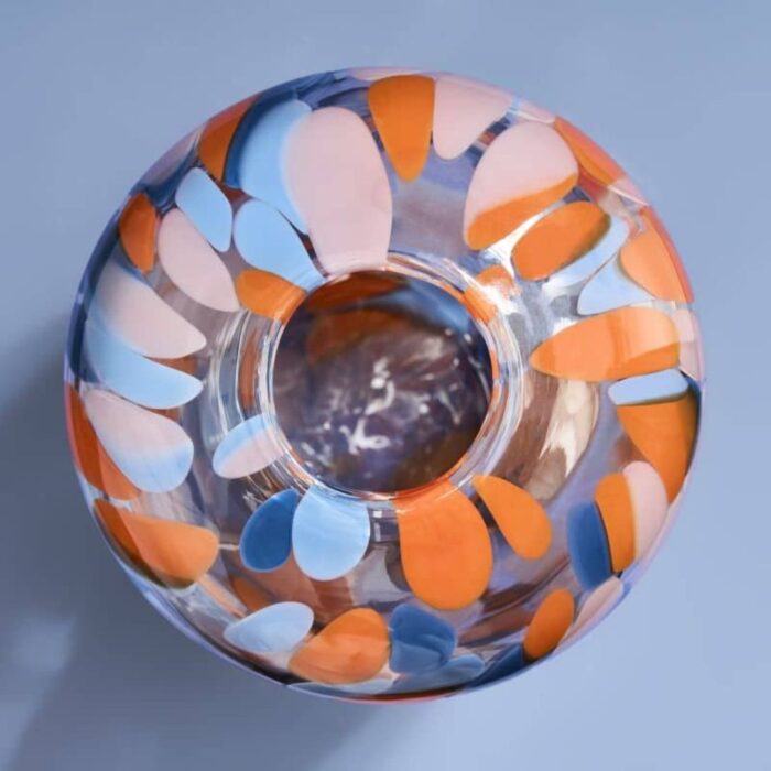 VASE LILLY DOTS BLUE-ORANGE