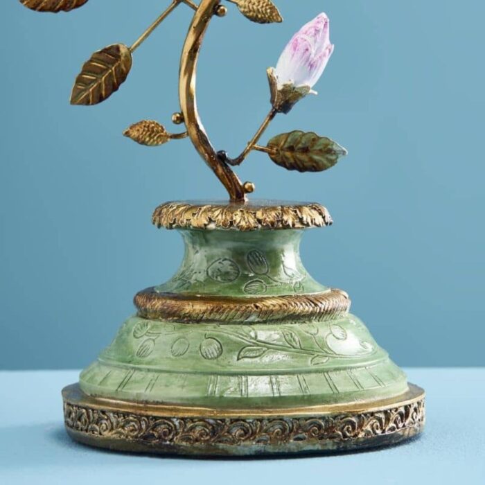 CANDLEHOLDER PARROT GREEN-GOLD
