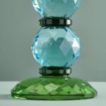 CANDLE HOLDER FANCY CRYSTAL TURQUOISE ROUND GLASS