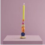 CANDLEHOLDER ELEPHANT WITH COCKATOO HAND-PAINTED