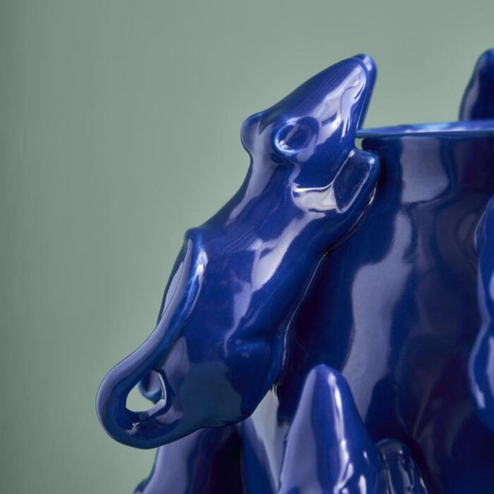 VASE WITH MICE MOUSE BLUE
