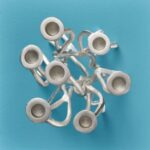 CANDLESTICK ROOTS SILVER ALUMINUM HANDMADE