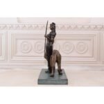 WARRIOR AMAZON GODDESS WITH TIGER BRONZE STATUE