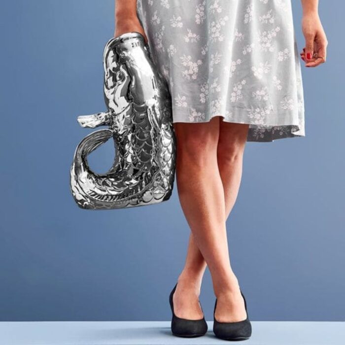 XXL VASE FISH BLUBB SILVER