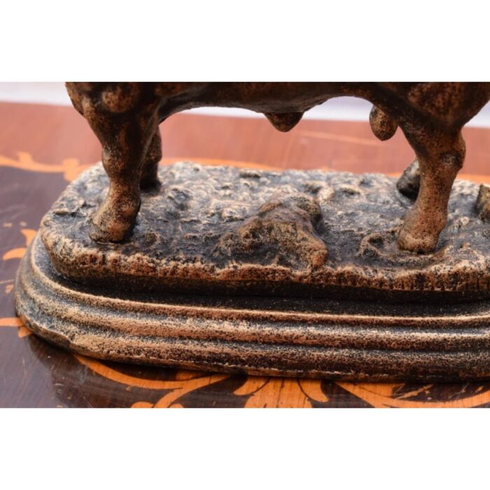 COW BULL CAST IRON SCULPTURE FIGURE