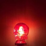 RED GLASS SKULL LIGHT COVER WITH CUSTOM 3D PRINTED BASE