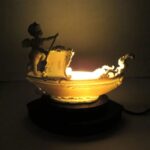 UNIQUE 1920 LAMP BAVARIAN PORCELAIN FIGURINE OF CHERUB