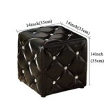 CRYSTAL BUTTON TUFTED LEATHER OTTOMAN