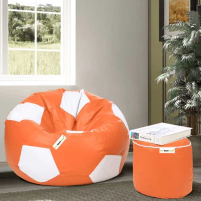 SET OF FOOTBALL BEAN BAG WITH STOOL