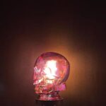 IRIDESCENT PURPLE GLASS SKULL LIGHT COVER WITH CUSTOM 3D PRINTED BASE