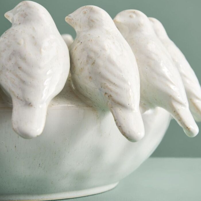 BOWL WITH BIRDS WHITE