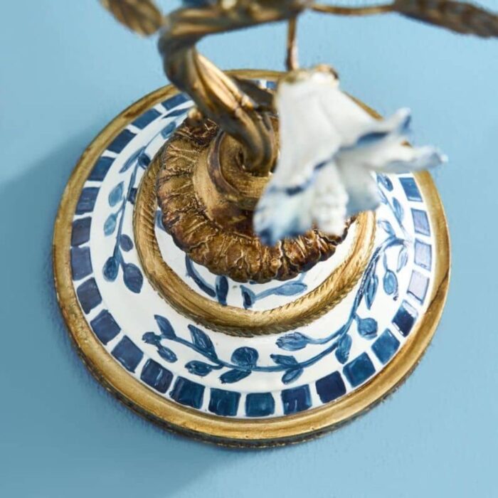 CANDLEHOLDER PARROT BLUE-WHITE