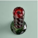 CANDLE HOLDER FANCY CRYSTAL RED ROUND GLASS