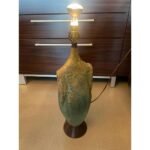 CERAMIC SCULPTURE LAMP GERMAN VOLCANIC GLAZE VERDIGRIS