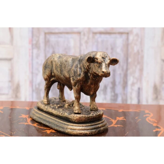 COW BULL CAST IRON SCULPTURE FIGURE