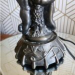 VINTAGE MEYDA TIFFANY BRONZE DOUBLE CHERUB ACCENT LAMP