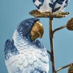 CANDLEHOLDER PARROT BLUE-WHITE