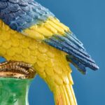 SET OF 2 PARROT CANDLE HOLDERS GREEN-BLUE-YELLOW