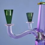 CANDLE HOLDER FANCY CRYSTAL 5-FLAME GLASS PURPLE