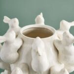 VASE WITH RABBITS WHITE
