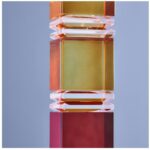 CANDLE HOLDER FANCY CRYSTAL MULTICOLORED SQUARE GLASS