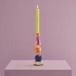 CANDLEHOLDER ELEPHANT WITH COCKATOO HAND-PAINTED