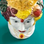 SICILIAN FEMALE BUST DECORATIVE VASE ISABETTA COLOURFUL HAND-PAINTED