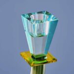 CANDLE HOLDER FANCY CRYSTAL 5-FLAME GLASS YELLOW