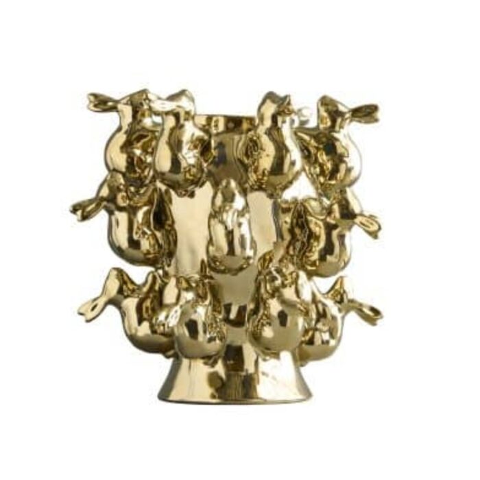 VASE WITH RABBITS GOLD