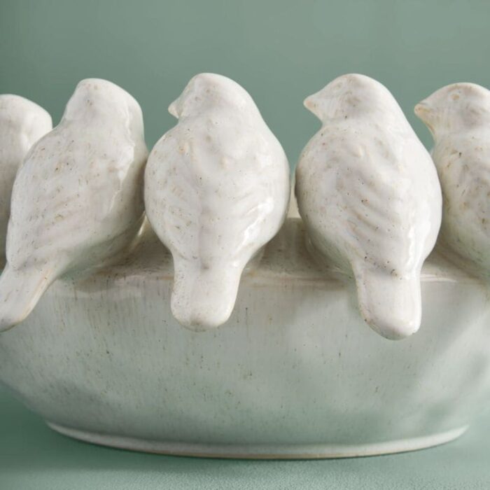 BOWL WITH BIRDS WHITE