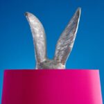 Floor Lamp Rabbit Hiding Magenta-Silver