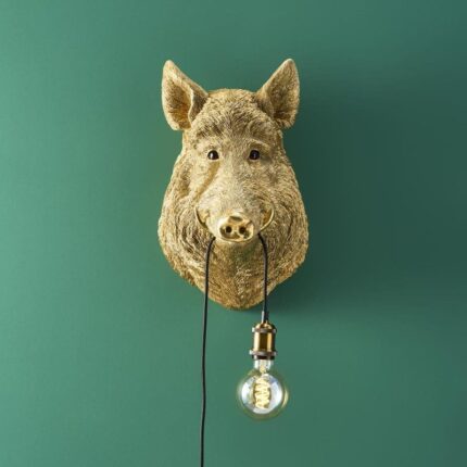 Wall Lamp Wild Boar / Pig Willy Gold