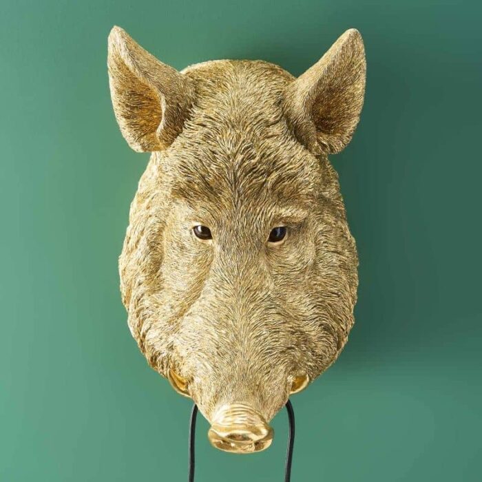 Wall Lamp Wild Boar / Pig Willy Gold