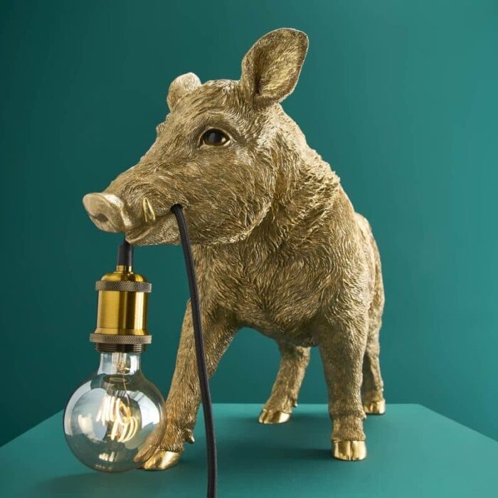 Table Lamp Wild Boar William Gold