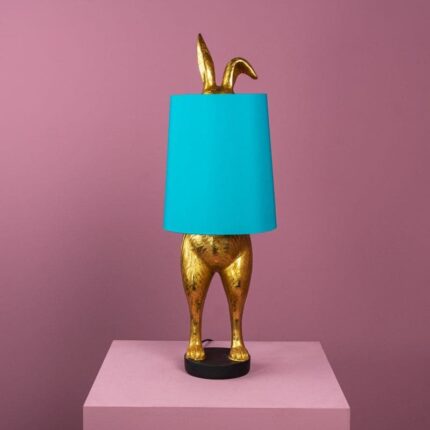 Table Lamp Rabbit Hiding Bunny Gold-Turquoise