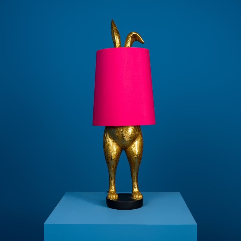 Table Lamp Rabbit Hiding Bunny Gold-Magenta