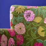 Velvet Armchair with Floral Design Emma Green Hand-Embroidered