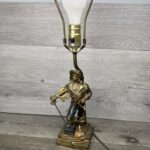 BRONZE LAMP FIGURE SWASHBUCKLER MUSKETEER ARMOR CRAFTSMEN