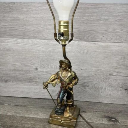 BRONZE LAMP FIGURE SWASHBUCKLER MUSKETEER ARMOR CRAFTSMEN