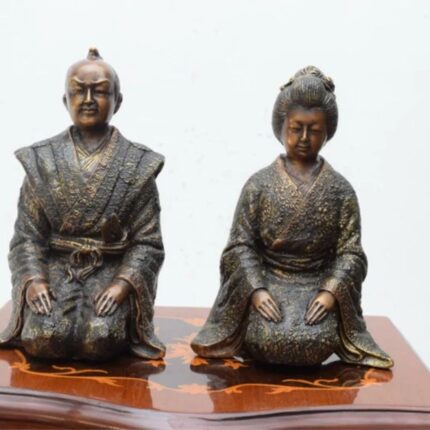 PAIR BRONZE JAPANESSE STATUES