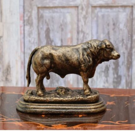 COW BULL CAST IRON SCULPTURE FIGURE