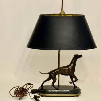 RARE VINTAGE BRONZE SCULPTURED GREYHOUND LAMP