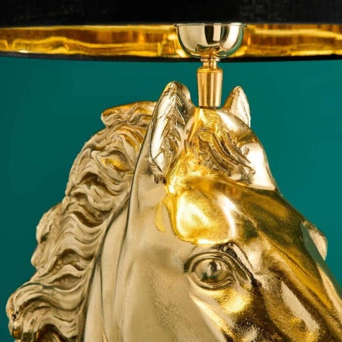 Premium Metal Table Lamp Horse Gold