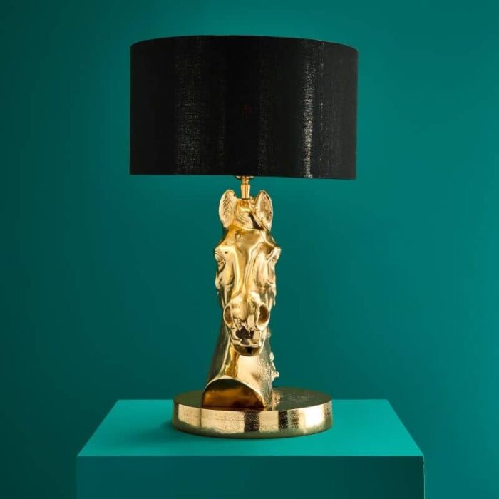 Premium Metal Table Lamp Horse Gold