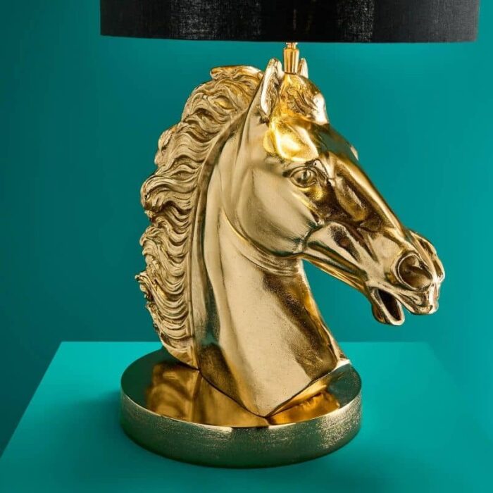 Premium Metal Table Lamp Horse Gold