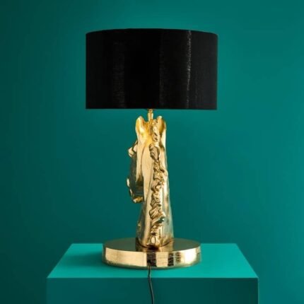 Premium Metal Table Lamp Horse Gold