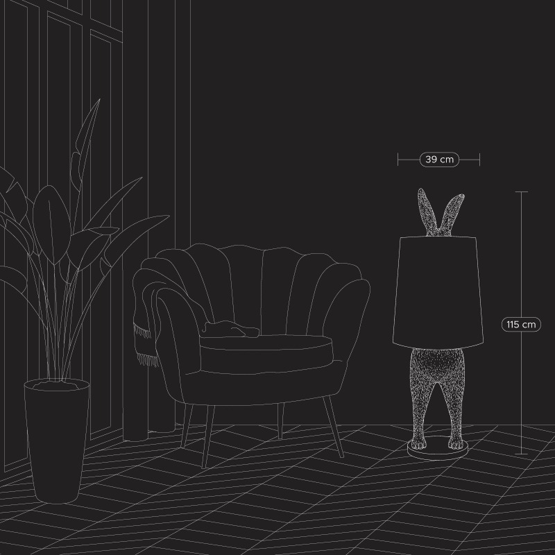 Floor Lamp Rabbit Hiding Silver-Black