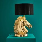 Premium Metal Table Lamp Horse Gold