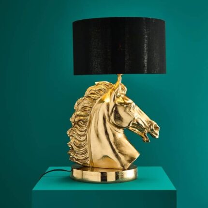 Premium Metal Table Lamp Horse Gold